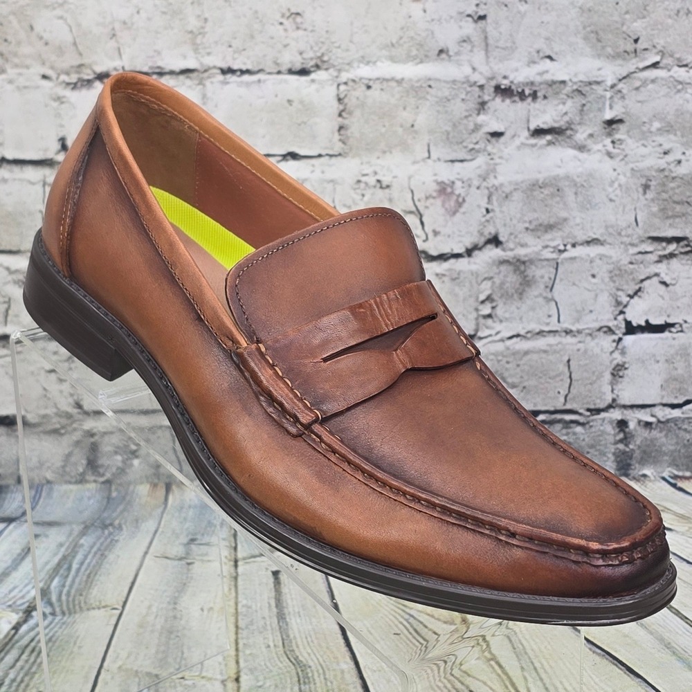 Florsheim Midtown Penny Loafers Mens 10.5M Cognac Brown Leather Dress Shoes